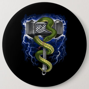 Badge Rond 15,2 Cm Viking Warrior Hammer