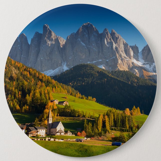 Badge Rond 15,2 Cm Village de dolomites dans le bouton de chute (Devant)