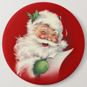 Badge Rond 15,2 Cm Vintage Père Noël Retravailla !