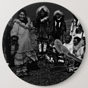 Badge Rond 15,2 Cm Vintage USA Alaska Eskimo dancers