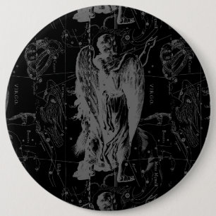 Badge Rond 15,2 Cm Virgo Constellation Hevelius 1690 Vintage