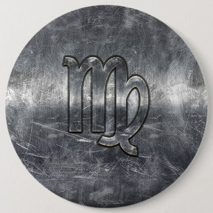 Badge Rond 15,2 Cm Virgo Zodiac Sign Grunge Distressed Style