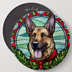 Badge Rond 15,2 Cm Vitrail de Noël Berger Allemand