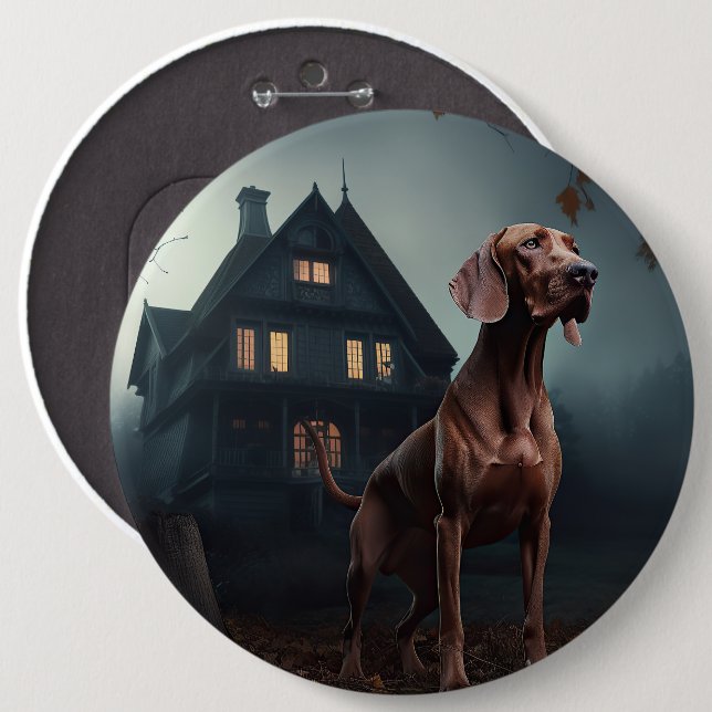 Badge Rond 15,2 Cm Vizsla Halloween Effrayant (Devant & derrière)