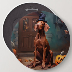 Badge Rond 15,2 Cm Vizsla Pumpkins Halloween Épouvantable