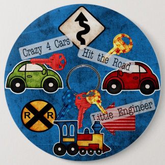 Badge Rond 15,2 Cm Voitures et signes COLOSSAUX, boutons de goupilles