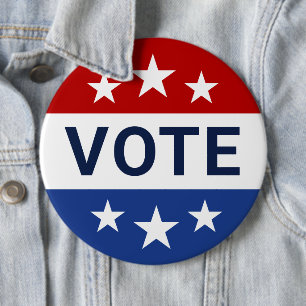 Badge Rond 15,2 Cm Votez élection rouge et bleue
