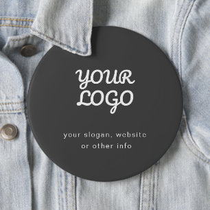 Badge Rond 15,2 Cm Votre logo et texte d'entreprise Gris foncé élég