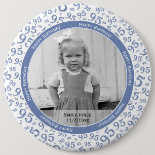 Badge Rond 15,2 Cm Votre photo : 95e Motif au hasard bleu