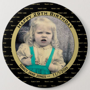 Badge Rond 15,2 Cm Votre Photo N'Importe Quel Anniversaire Nom Motif