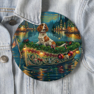 Badge Rond 15,2 Cm Voyage de fête de Noël de l'Epagneul Breton