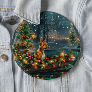 Badge Rond 15,2 Cm Voyage de fête de Noël du Basenji