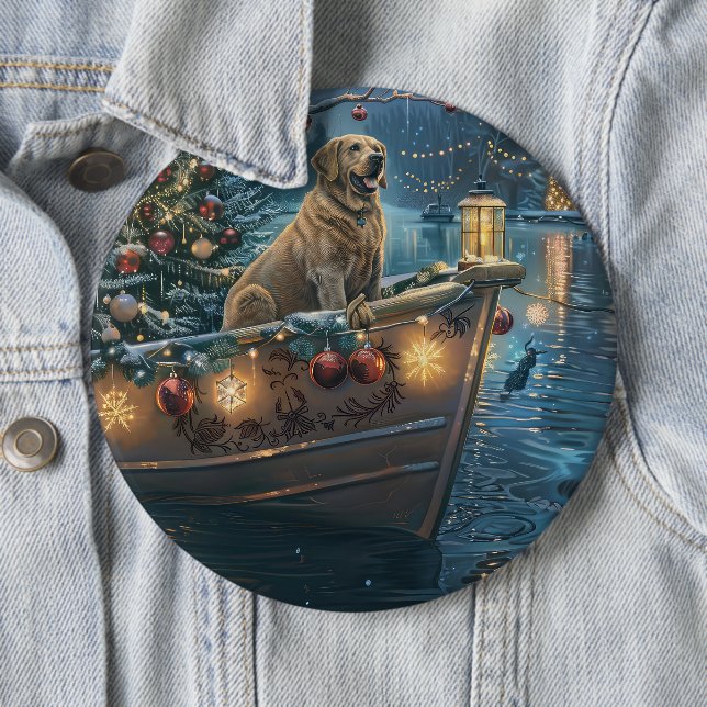 Badge Rond 15,2 Cm Voyage festif de Noël au Labrador (En situation)