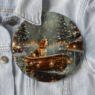 Badge Rond 15,2 Cm Voyage festif de Noël beagle