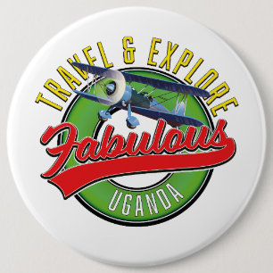 Badge Rond 15,2 Cm Voyagez et explorez l'Ouganda fabuleux