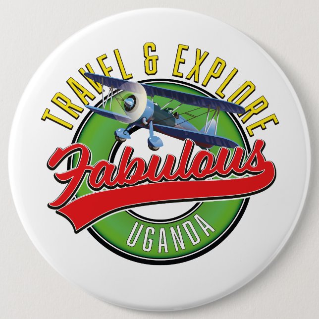 Badge Rond 15,2 Cm Voyagez et explorez l'Ouganda fabuleux (Devant)
