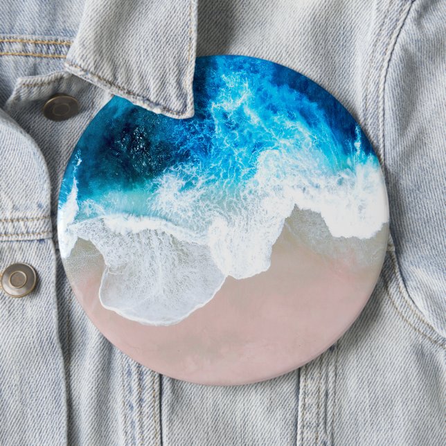 Badge Rond 15,2 Cm Vue plage (En situation)