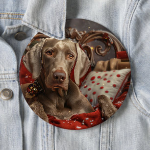 Badge Rond 15,2 Cm Weimaraner Chien Festif de Noël