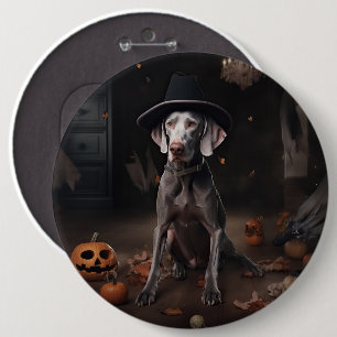 Badge Rond 15,2 Cm Weimaraner Citrouilles Halloween effrayant