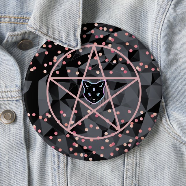 Badge Rond 15,2 Cm WiizyWitch Magic Witch Cosmic Chat Pentacle Magick (En situation)