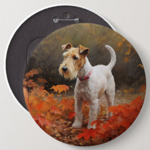 Badge Rond 15,2 Cm Wirefox Terrier en automne Leaves automne Inspire