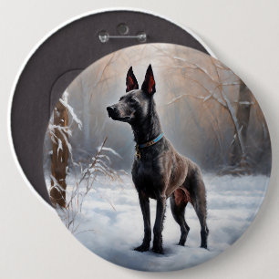 Badge Rond 15,2 Cm Xoloitzcuintli Laisser neiger Noël
