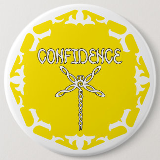 Badge Rond 15,2 Cm Yellow Solar Plexus Chakra Dragonfly White BG