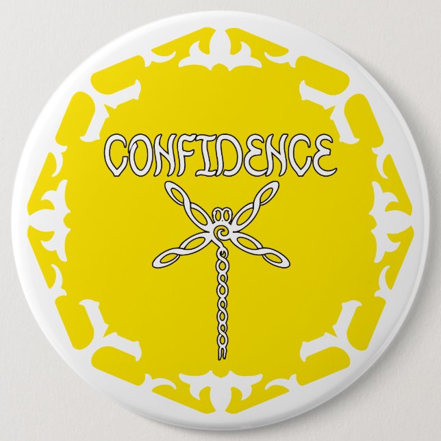 Badge Rond 15,2 Cm Yellow Solar Plexus Chakra Dragonfly White BG (Devant)