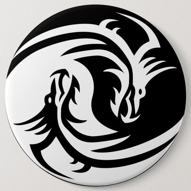 Badge Rond 15,2 Cm Yin Yang Dragon (Devant)