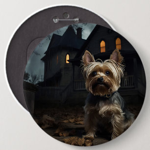 Badge Rond 15,2 Cm Yorkshire Terrier Halloween effrayant