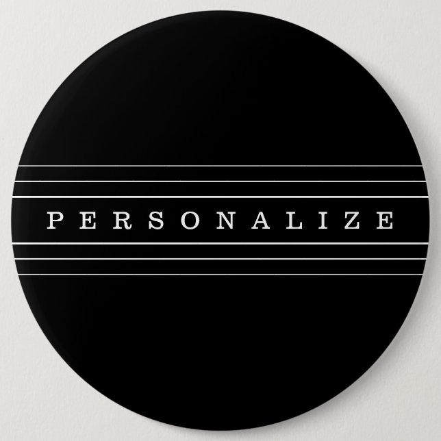 Badge Rond 15,2 Cm Your Custom Text & Modern Stripes | Black & White (Devant)