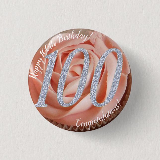 Badge Rond 2,50 Cm 100e Anniversaire Cupcake 3 Cm Round Badge (Devant)