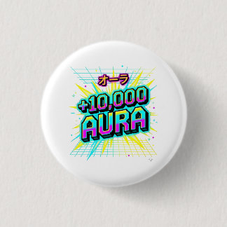 Badge Rond 2,50 Cm +10 000 Aura Rétro Katakana Japonais Cyberpunk Mai