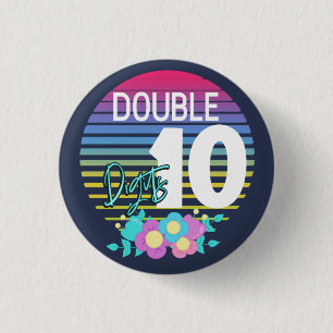 Badge Rond 2,50 Cm 10 Double Digits Birthday Girl