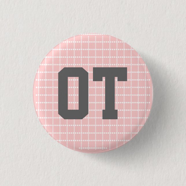 Badge Rond 2,50 Cm 1,25" boutons d'OT - rose, gris et blanc (Devant)