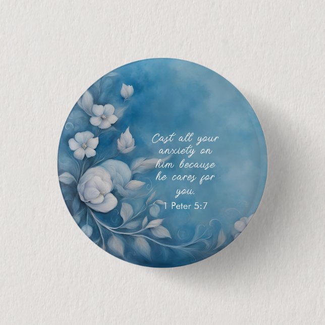 Badge Rond 2,50 Cm 1 Pierre 5:7 Image de verset biblique (Devant)
