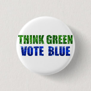 Badge Rond 2,50 Cm 2020 Élections-Démocrate-PENSEZ VERT, VOTEZ BLEU