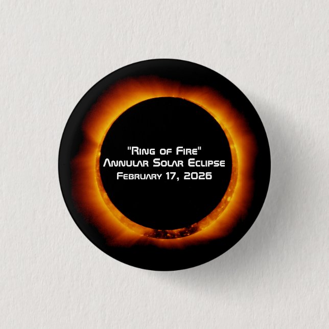 Badge Rond 2,50 Cm 2026 Annular Ring of Fire Solar Eclipse (Devant)