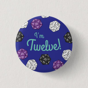 Badge Rond 2,50 Cm 20 Sided Dice DND Games Kids Birthday Party