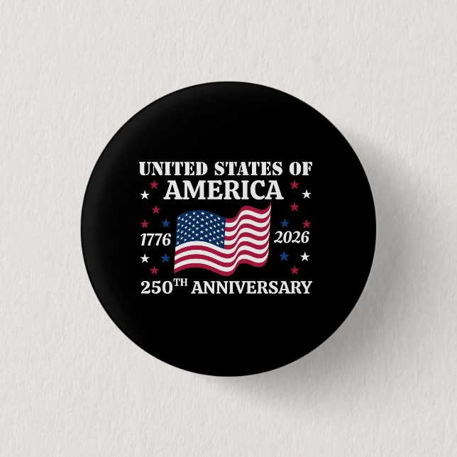 Badge Rond 2,50 Cm 250e anniversaire des États-Unis 4 juillet (Devant)