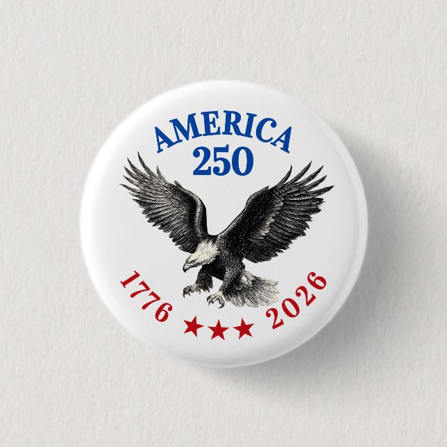Badge Rond 2,50 Cm 250th Anniversary USA 2026 Bald Eagle  (Devant)