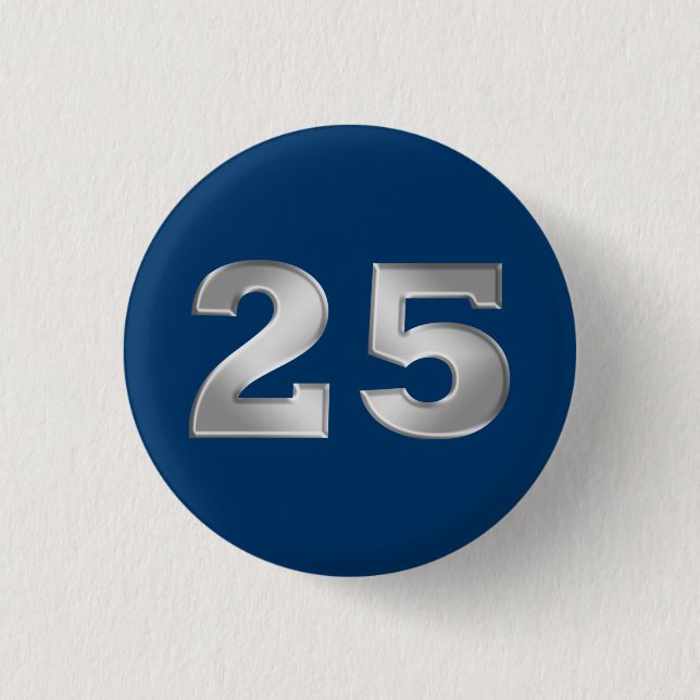 Badge Rond 2,50 Cm 25ème Boutons argentés d'anniversaire (Devant)