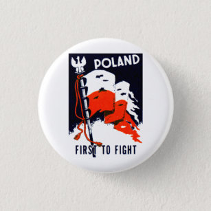 Badge Rond 2,50 Cm 2ÈME GUERRE MONDIALE Pologne, combattre d'abord