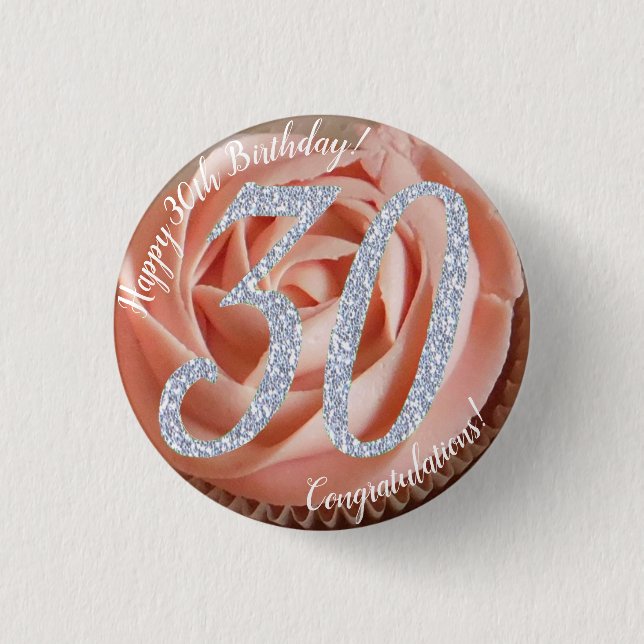 Badge Rond 2,50 Cm 30e Anniversaire Cupcake 3 Cm Round Badge (Devant)