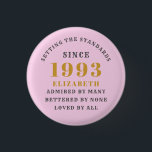 Badge Rond 2,50 Cm 30th Birthday Born 1993 Ajouter Nom Rose Grey<br><div class="desc">Personnalisé Anniversaire ajoutez votre nom et votre badge d'année. Modifiez le nom et l'année avec le modèle fourni. Un merveilleux accessoire de fête d'anniversaire personnalisé. Plus de cadeaux et de fournitures de fête disponibles avec le design "normes de fixation" dans le magasin.</div>