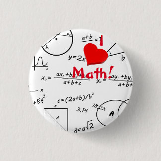 Badge Rond 2,50 Cm 3D J'aime Math tableau blanc