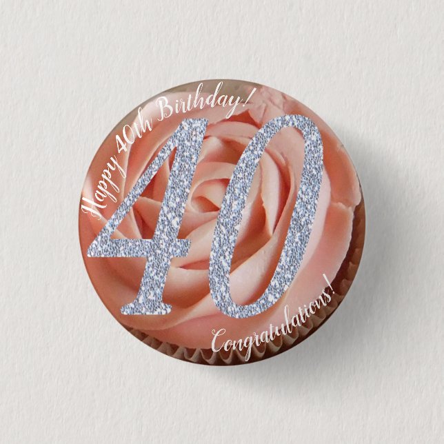 Badge Rond 2,50 Cm 40e Anniversaire Cupcake 3 Cm Round Badge (Devant)