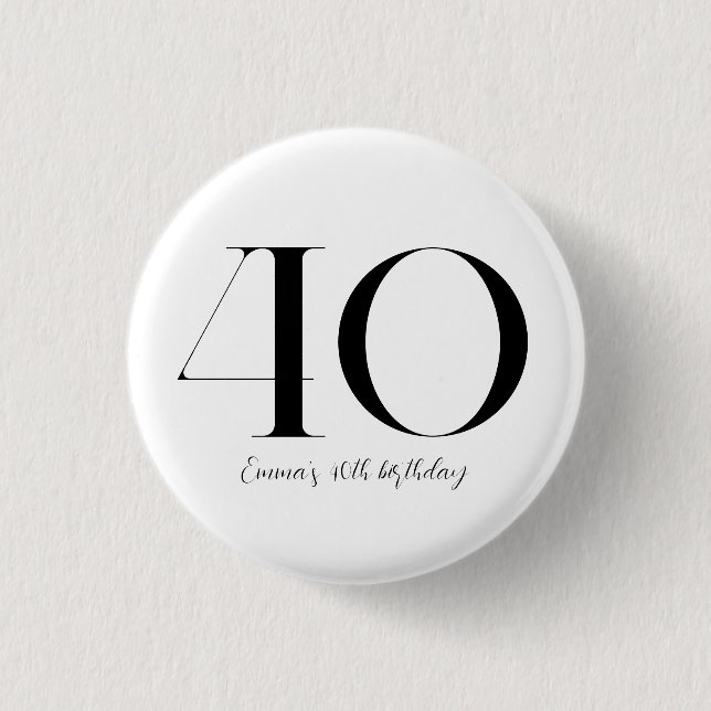 Badge Rond 2,50 Cm 40e anniversaire Noir et blanc (Devant)