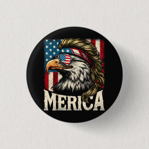 Badge Rond 2,50 Cm 4 juillet Patriotique Drôle Aigle 4 juillet USA Am