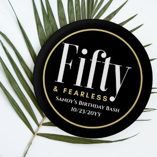 Badge Rond 2,50 Cm 50 ans & Sans Peur Anniversaire Élégant Moderne No